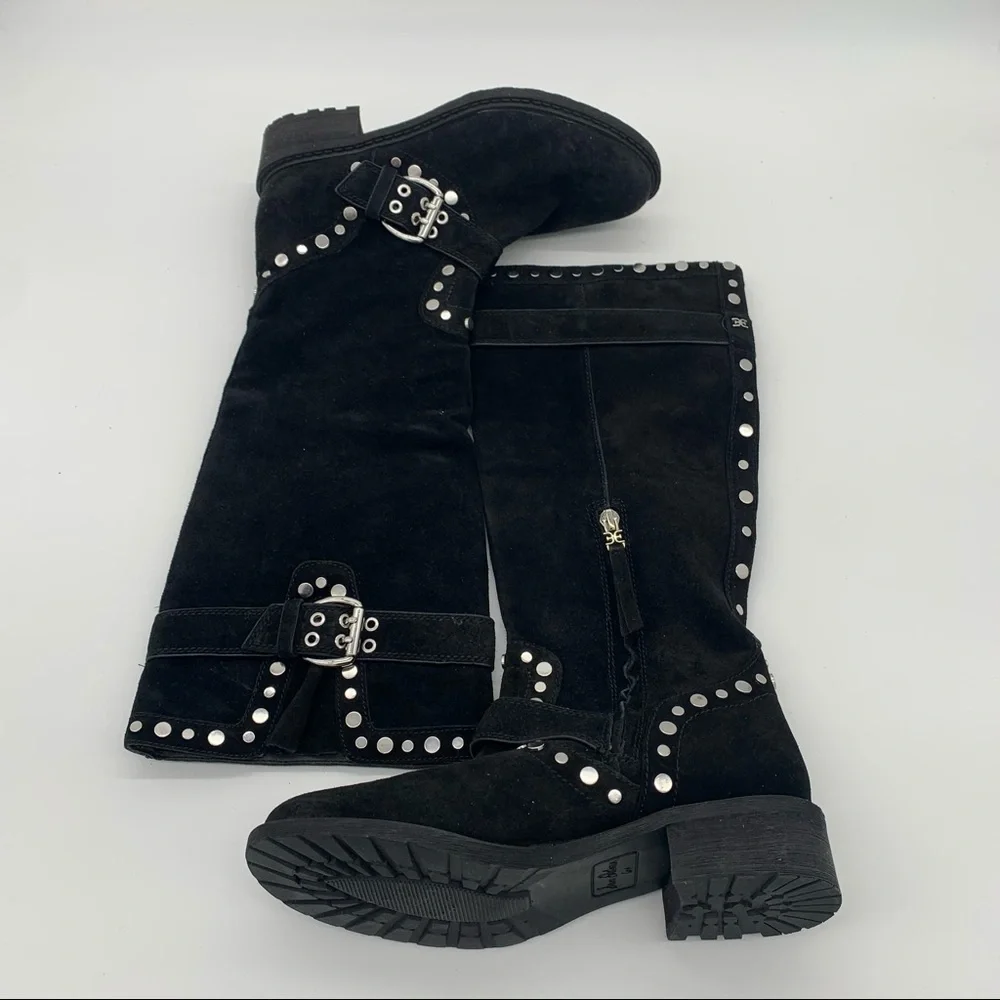Sam Edelman Deryn Stud moto Boot Black Suedes‎ - Picture 2 of 6